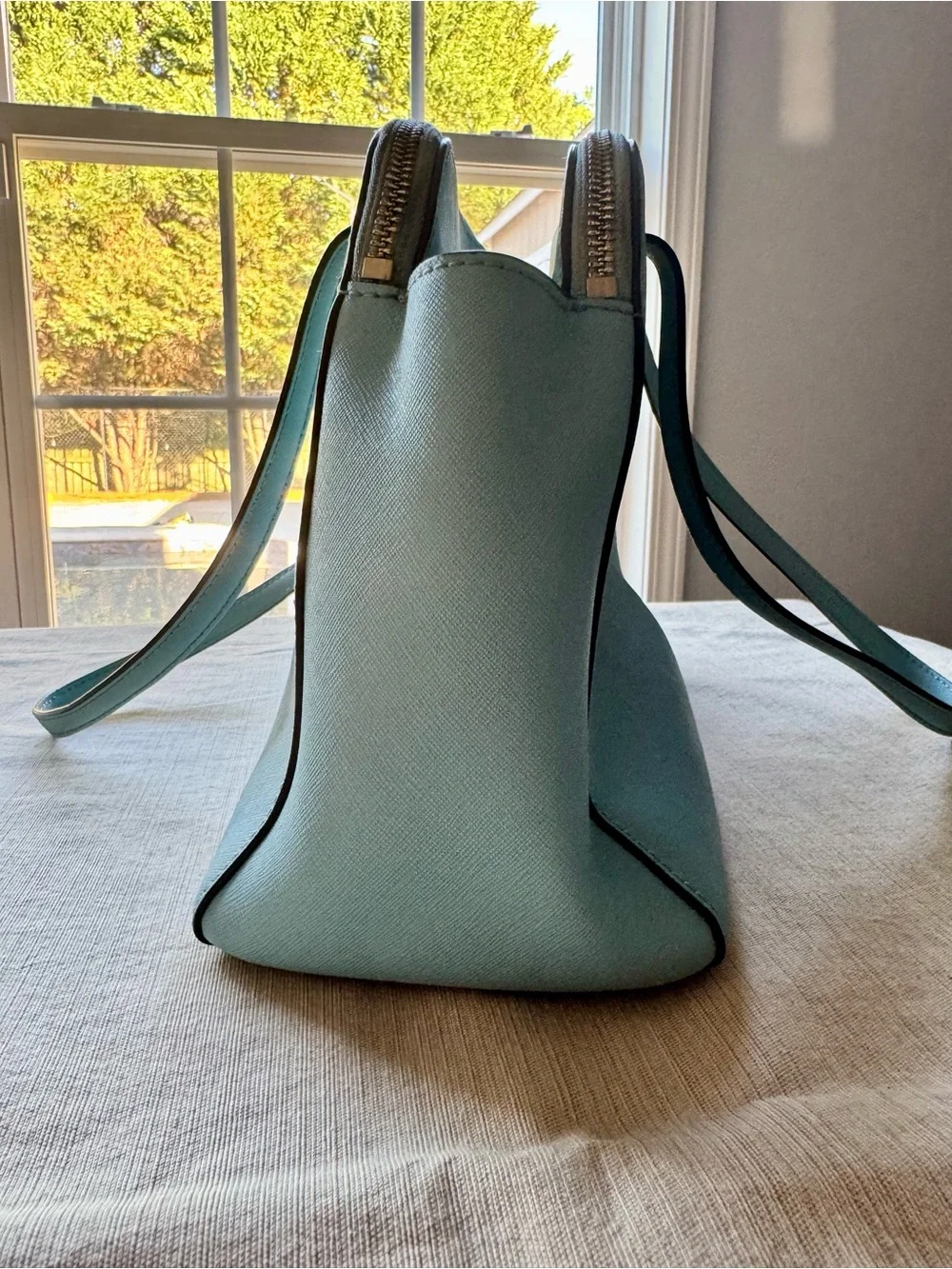 Kate Spade Newbury Lane Miles Tote Grace Blue Saffiano Leather Shoulder Bag